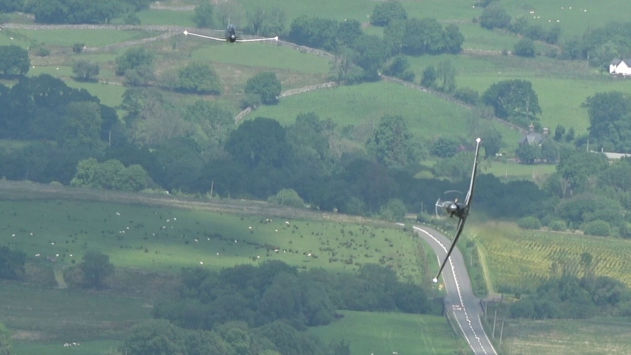 Royal Air Force Texan T1 Trainer Aircraft out from RAF Valley, low-level LFA7 Wales. [4KUHD]