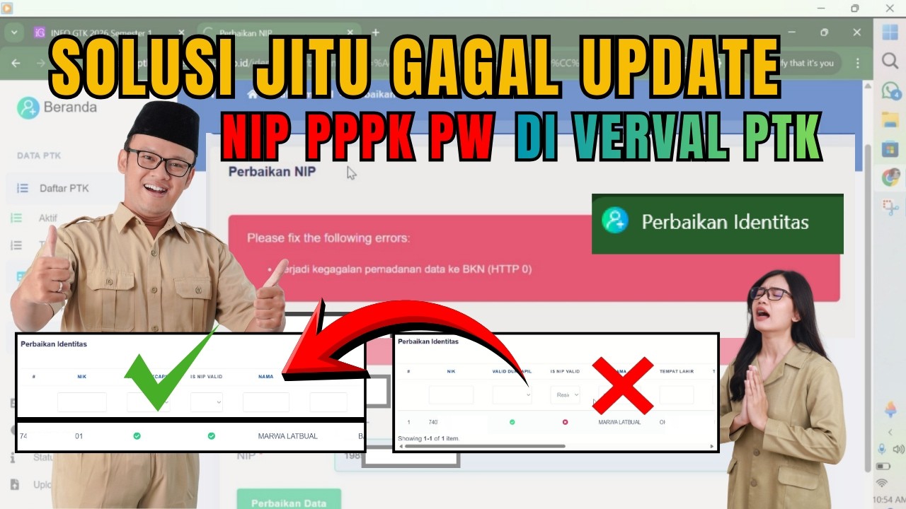 Cara Padankan Atau Update NIP PPPK di Verval PTK, Anti Gagal, 100% Berhasil 👍🏻