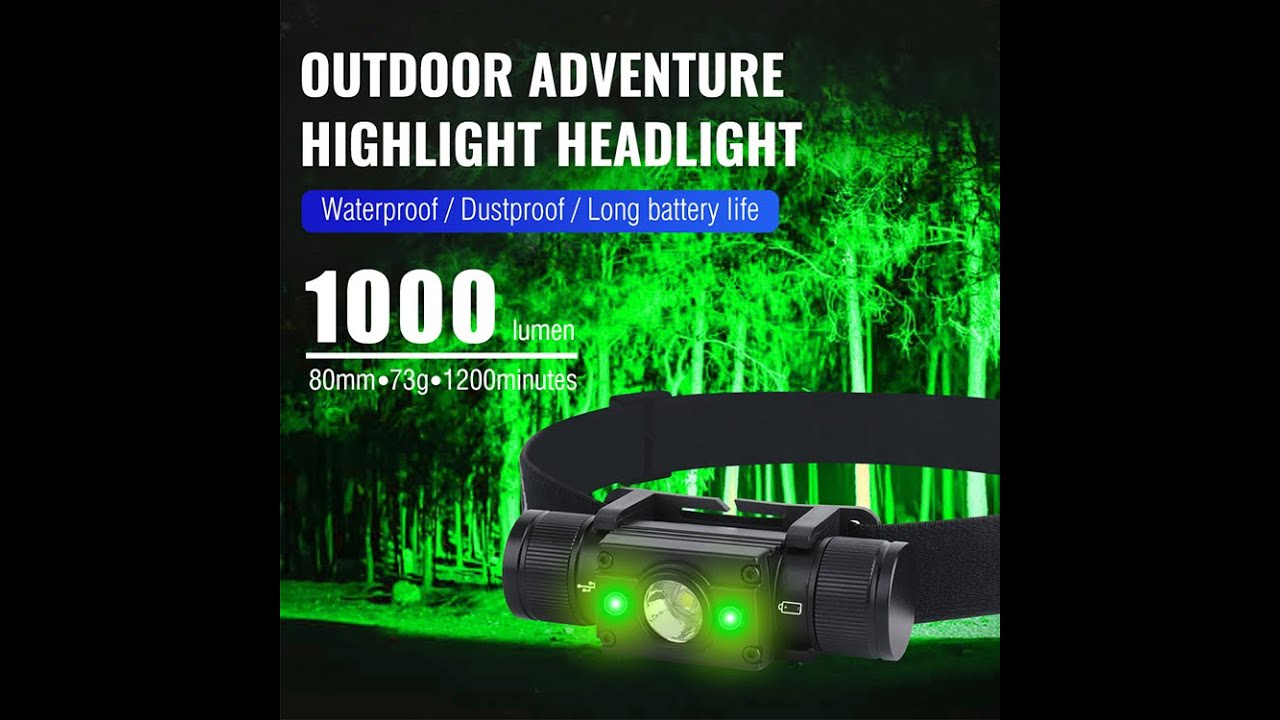 BORUiT YHX-1416 HP300 Green Hunting LED Headlamp