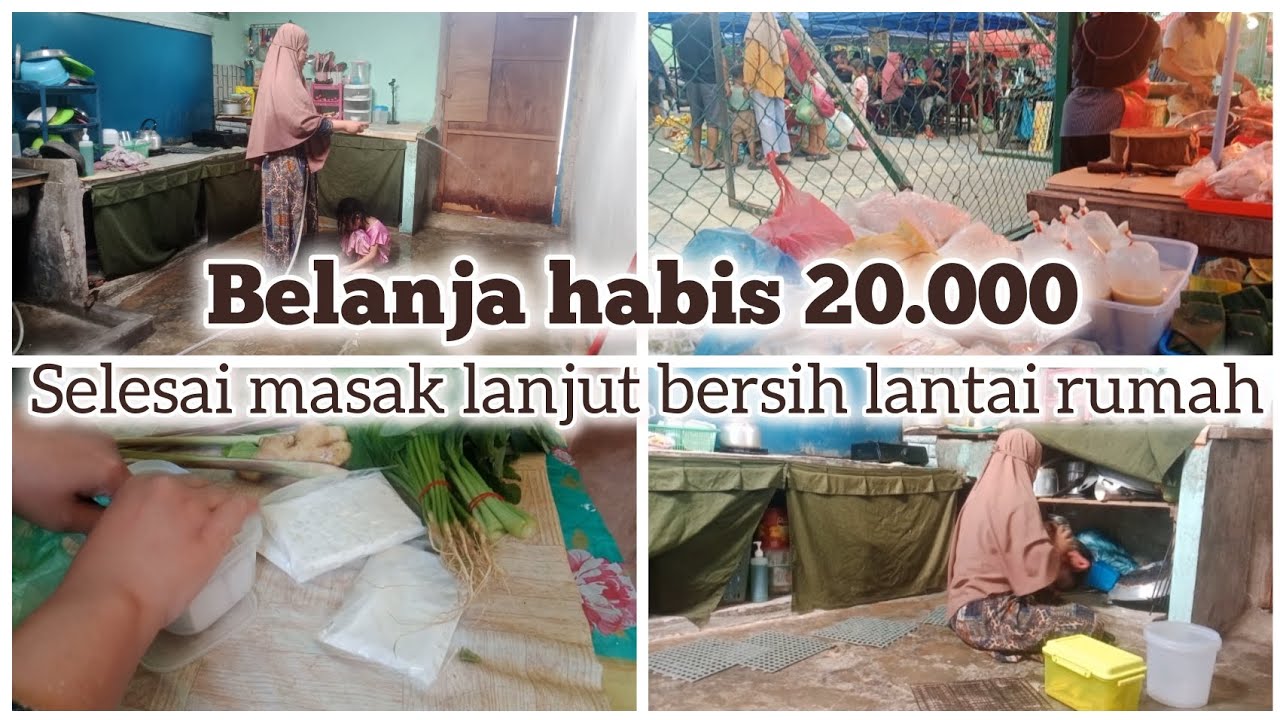 BELANJA HEMAT HABIS 20.000 | KEGIATAN IRT MASAK SIMPEL | BERSIH KOLONG DAN LANTAI DAPUR 