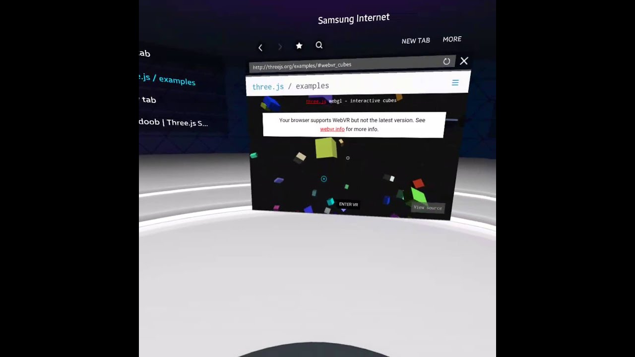 Testing WebVR inside GearVR