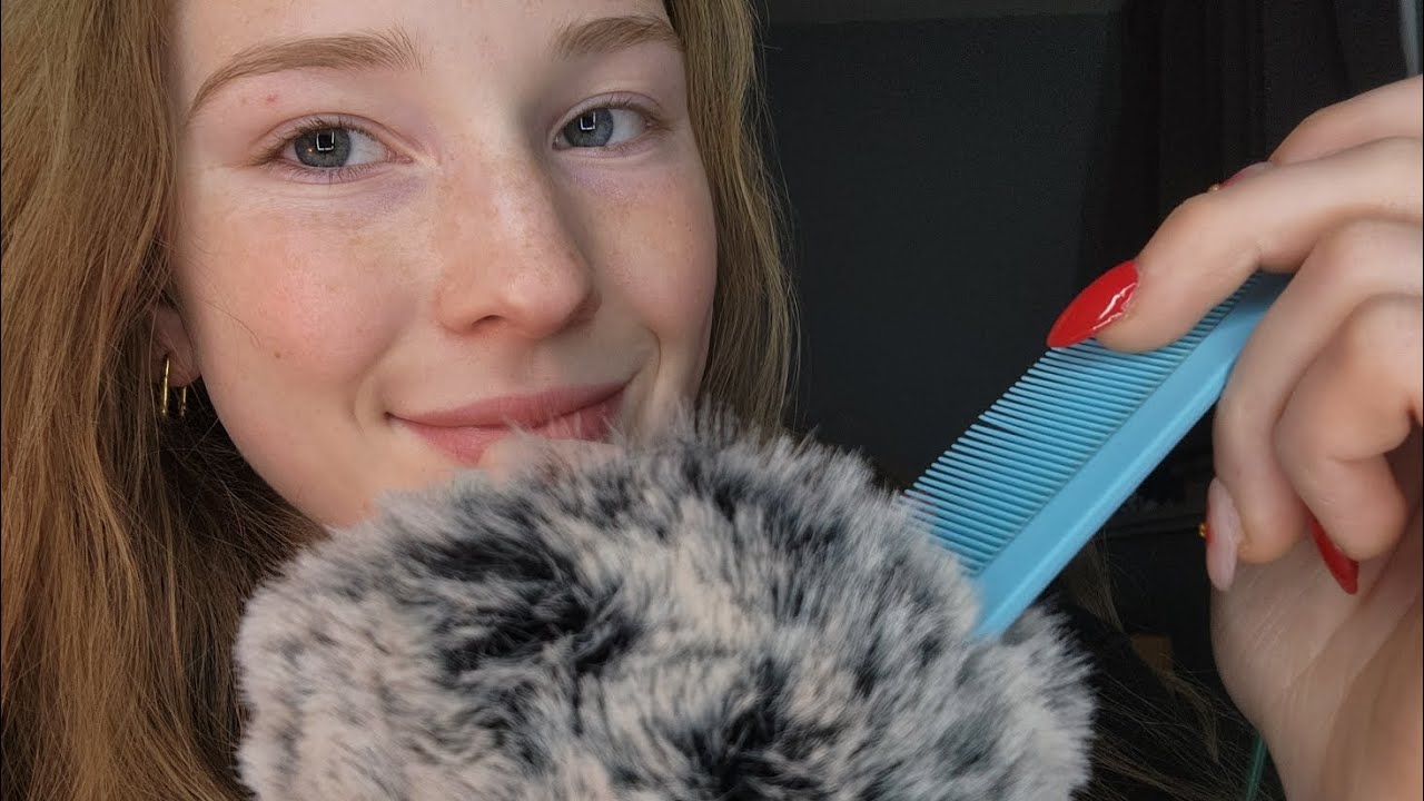 [ASMR] Fluffy Mic Cover with Tape (brushing, hand movement, bugs, combing)
