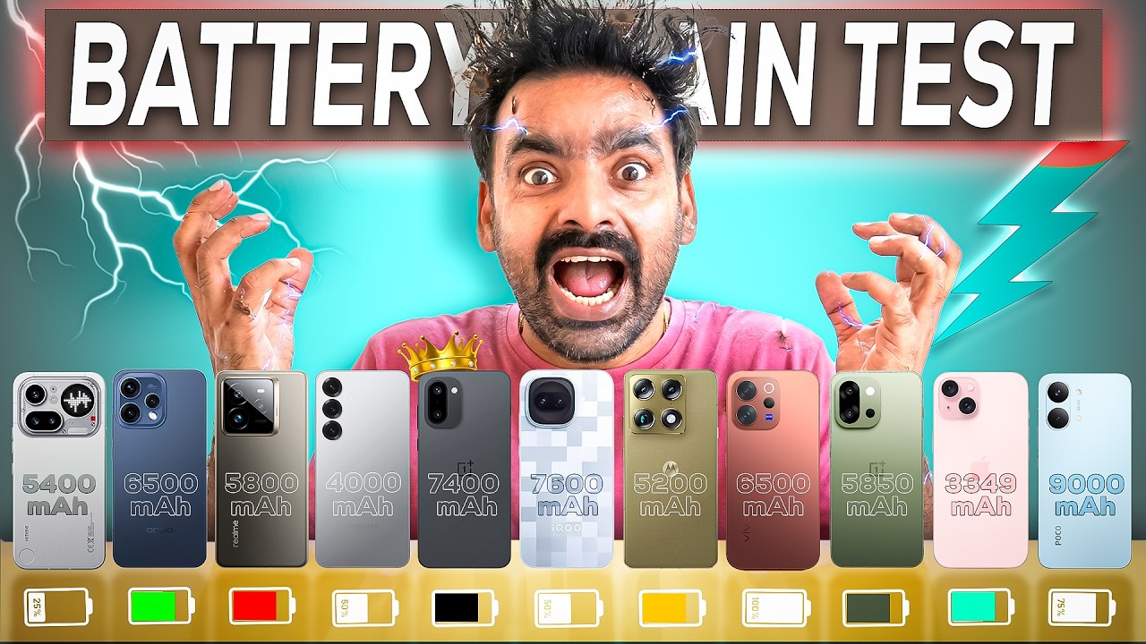 5200mAh vs 9000mAh Battery Drain Test ⚡ Under ₹50,000 &ndash; Massive Difference !