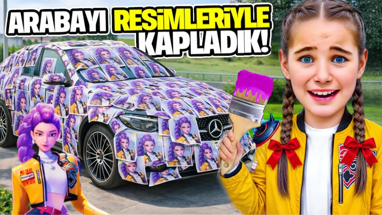 BABAMIN ARABASINI K POP RUMİ RESİMLERİM İLE KAPLADIM !! ELİF SİNEM DEV KIŞKIRTMA !! 