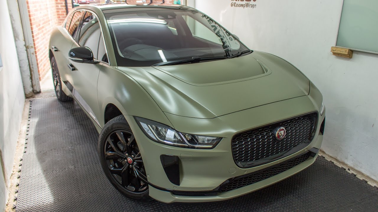 Jaguar I-PACE wrapped in Satin Khaki Green | Revamp Wraps