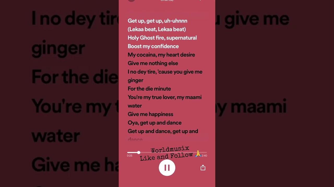 Omah lay - Holy Ghost Lyrics video