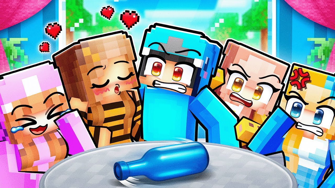 Minecraft but it's SPIN THE BOTTLE With REAL LIFE GIRLFRIEND and EX GIRLFRIEND!