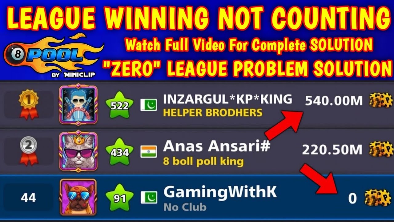 League winnings not counting ? 100% Working Solution - 8 ball pool @Ankit_XD_07