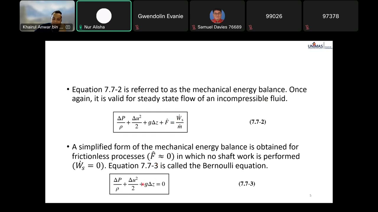 Energy balances on processes involving phase changes and Mechanical energy balances
