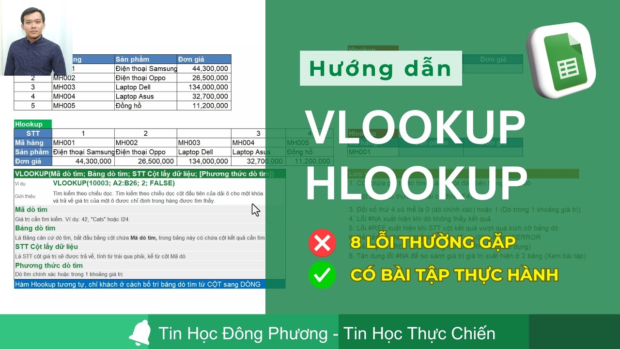 Hàm Vlookup và Hlookup trong Excel | Lý thuyết và bài tập thực hành