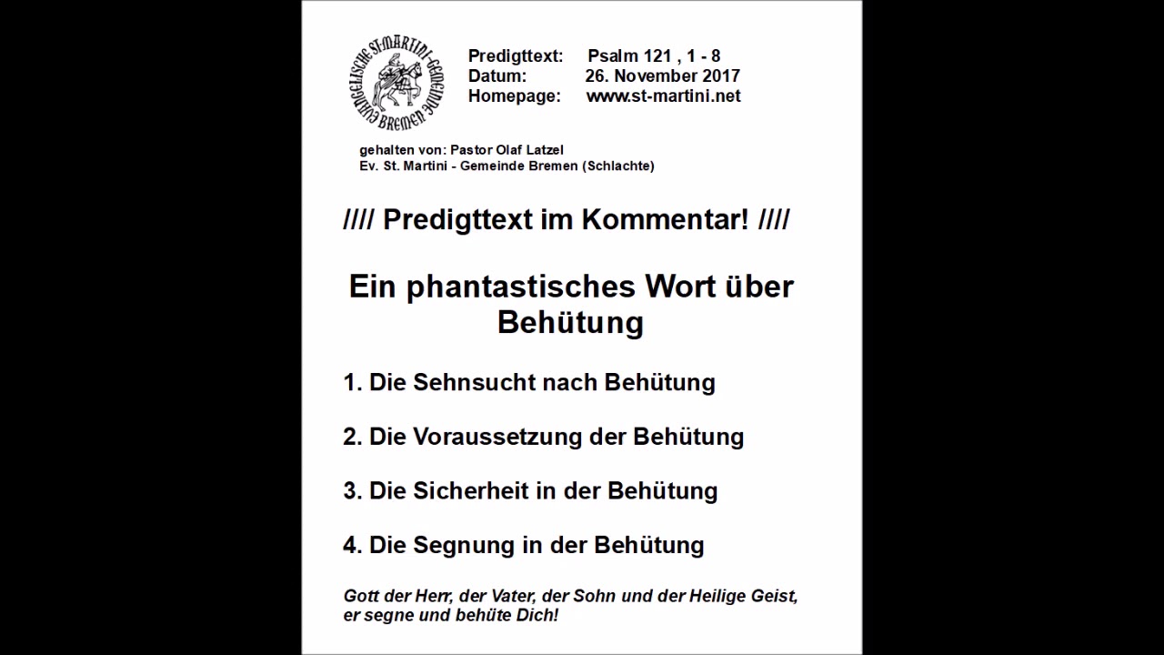 26.11.2017 - Ein phantastisches Wort über Behütung