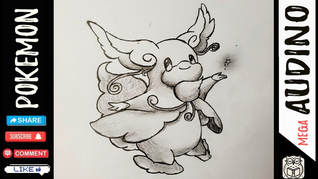 Drawing Mega Audino with Pencil | Easy Pokemon Sketch Tutorial