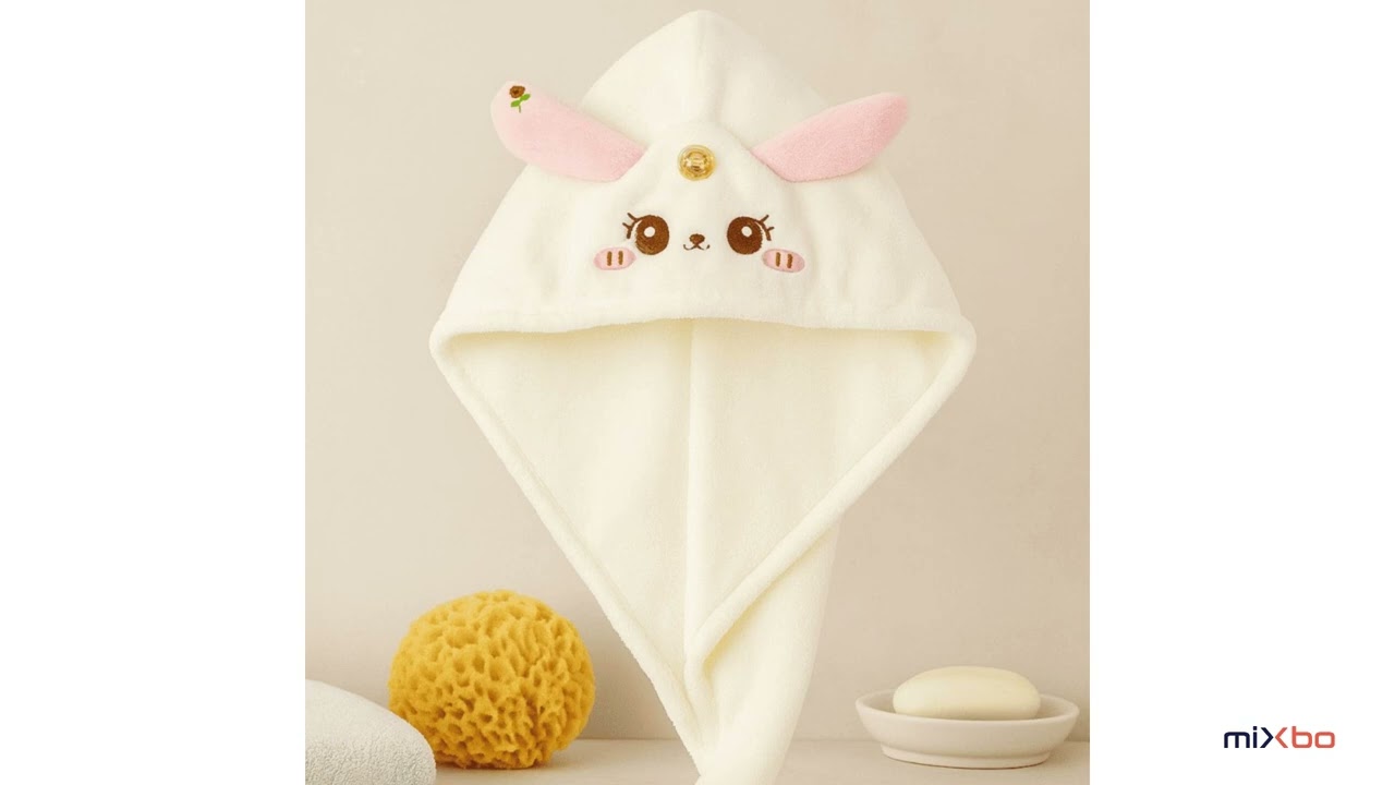 🤍🐰 Turban de uscare a părului – delicat, practic și super drăguț