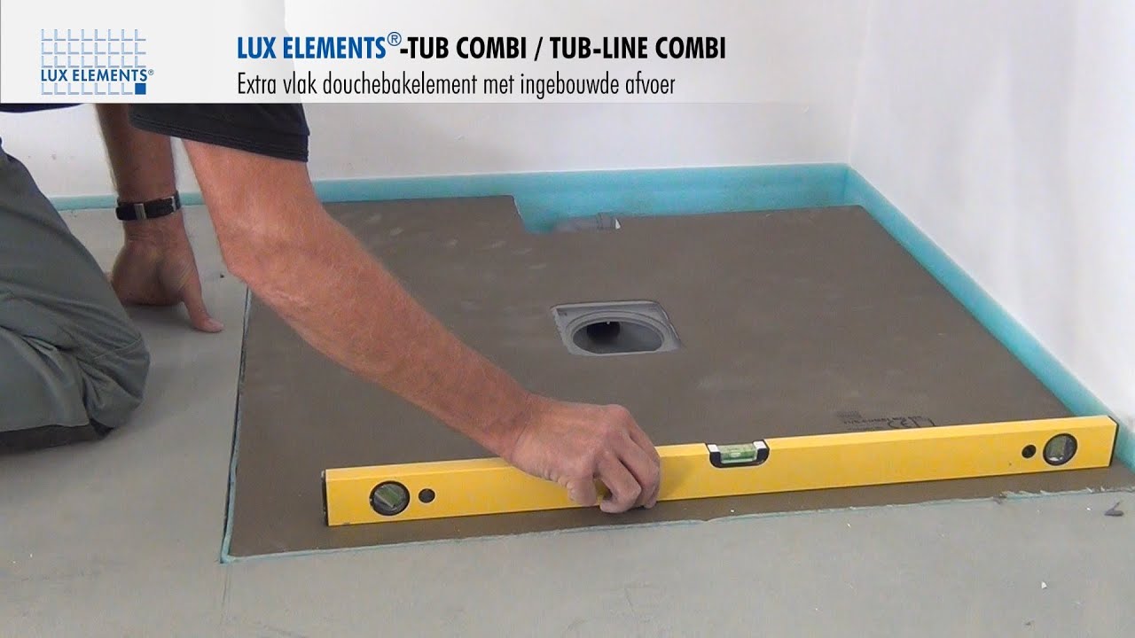 LUX ELEMENTS montage: extra vlakke inloopdouche en gootdragende elementen TUB-COMBI