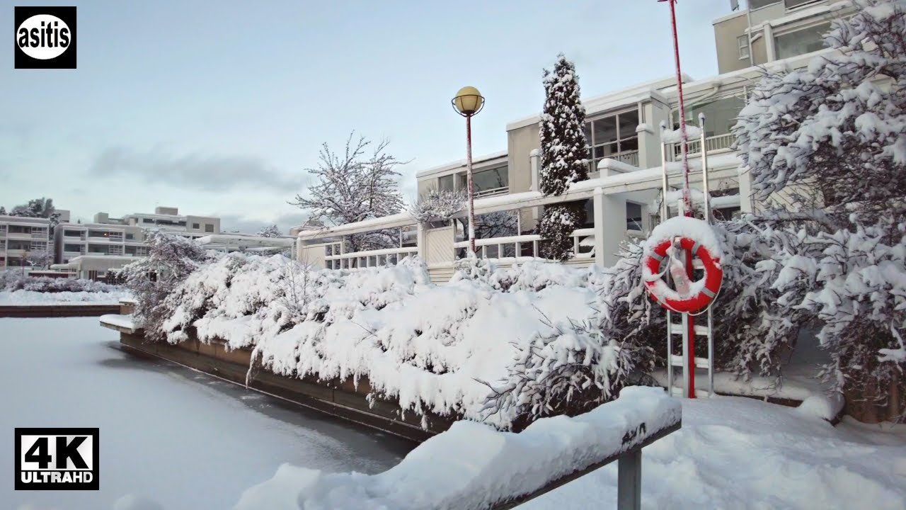 Winter Walk in the Suburbs of Espoo, Finland - Snowy Afternoon in Kivenlahti