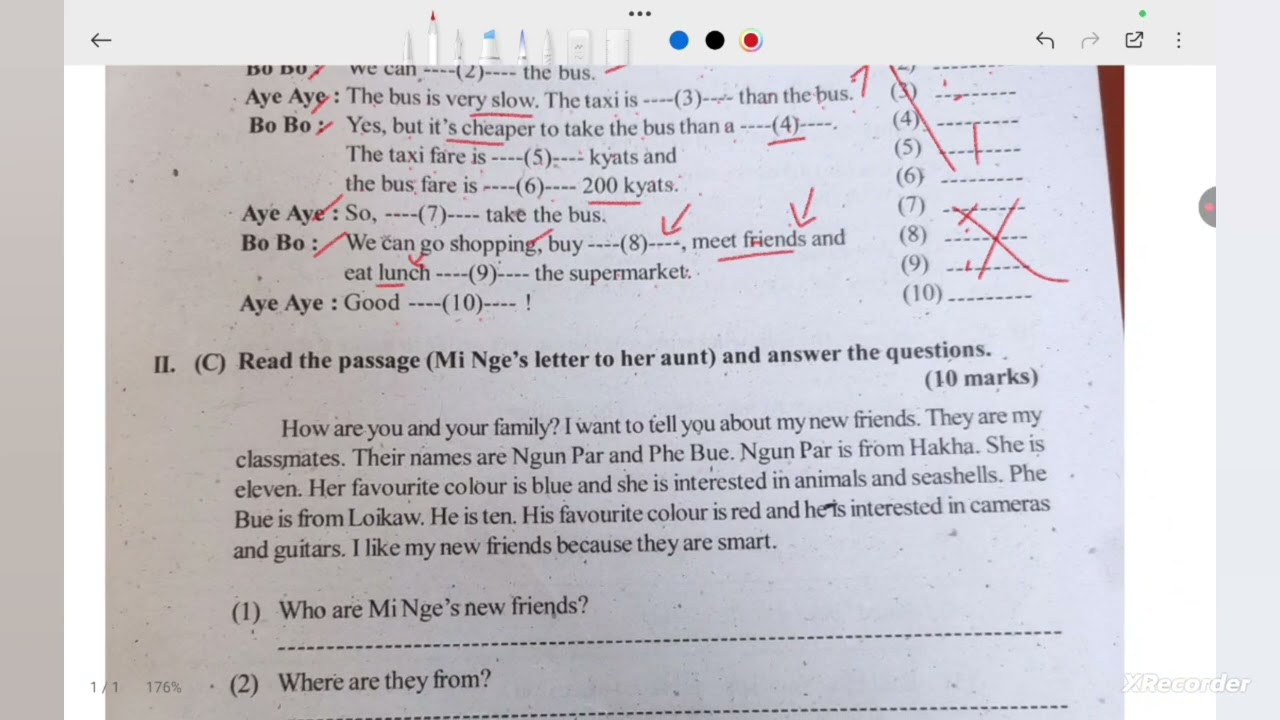 Grade 5 English Example Question 