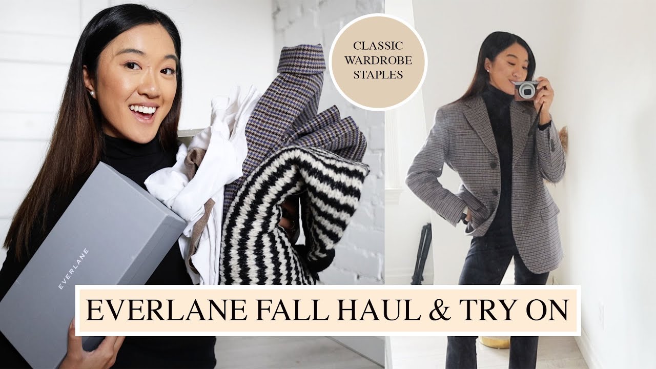 EVERLANE FALL HAUL & TRY ON: Classic Wardrobe (Basics, Sweaters, Denim, Shoes)