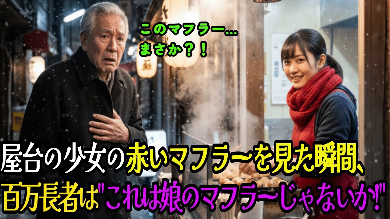 屋台の少女の赤いマフラーを見た瞬間、百万長者は「これは娘のマフラーじゃないか!｜老後の物語｜感動ストーリー｜物語ラジオ｜オーディオブック｜