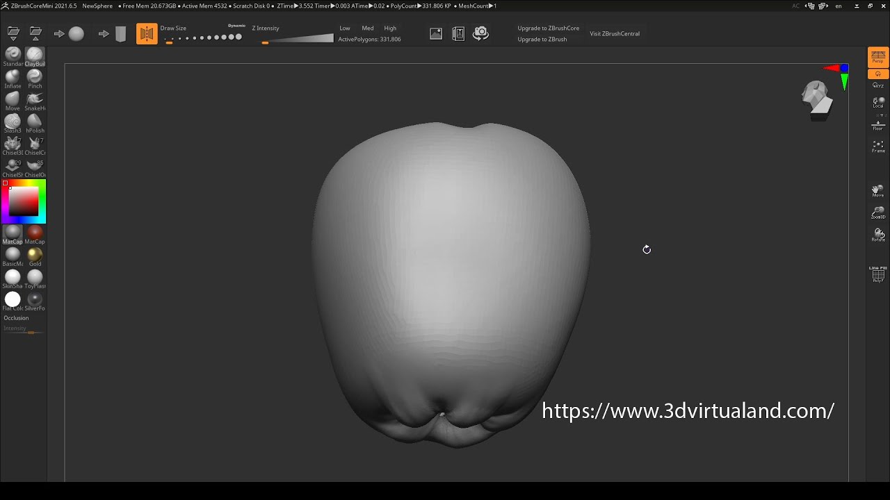 ZBrush Core Mini 2021.6.5 Creando una manzana detallada desde cero
