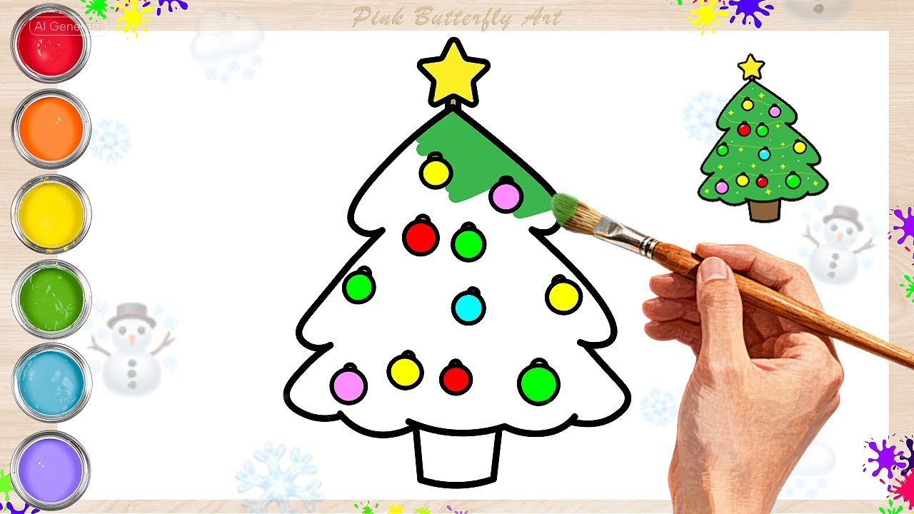 Christmas Tree #easydrawings #coloring  #pinkbutterflyart #howtodraw #drawingforkids #christmas