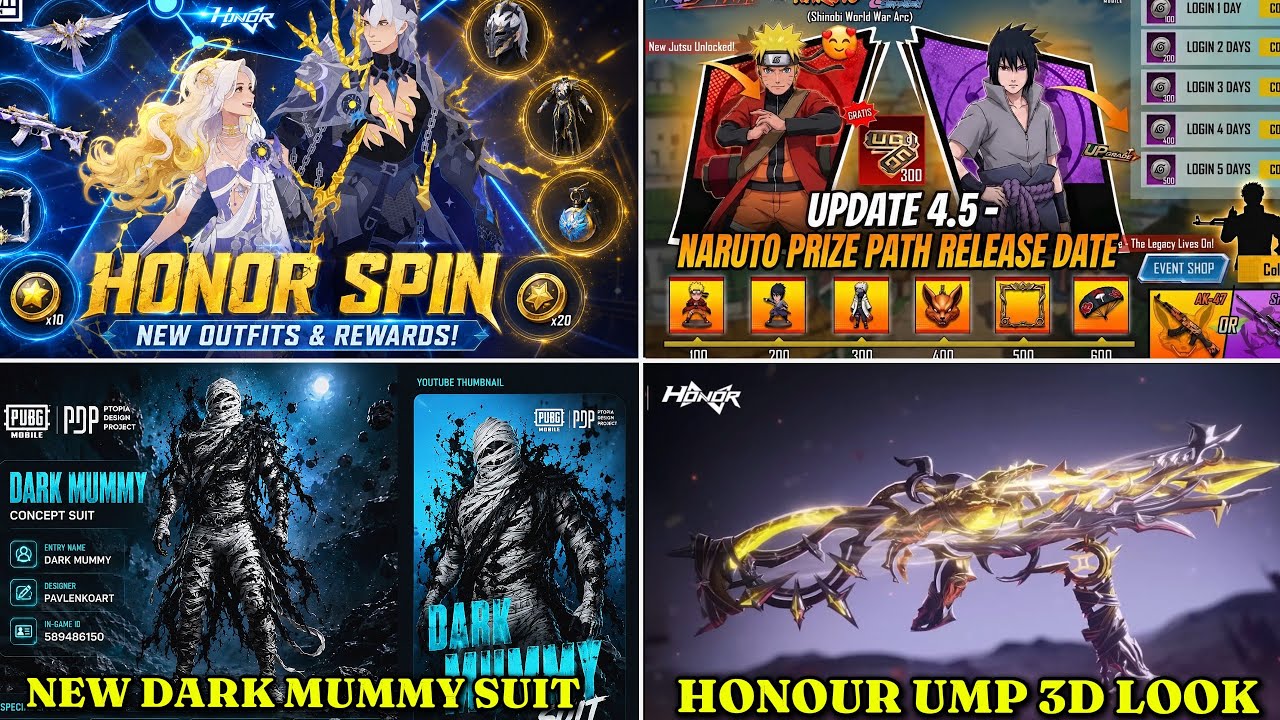 NARUTO PRIZE PATH CONFIRM 🔴HONOUR SPIN FULL REWARD ✅UMP SKIN 3D LOOK | DARK MUMMY COMING CONFIRM 🔥