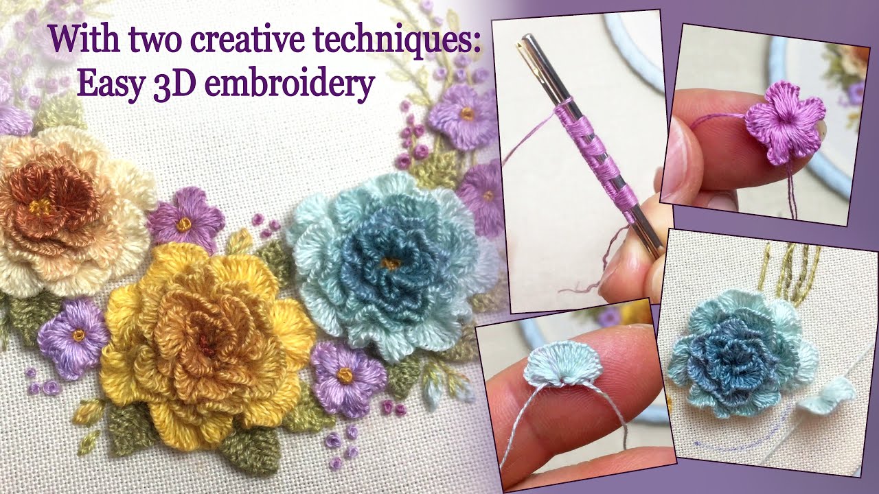 New Embroidery Tricks for Creating 3D Roses and Flowers in Your Embroidery Projects
