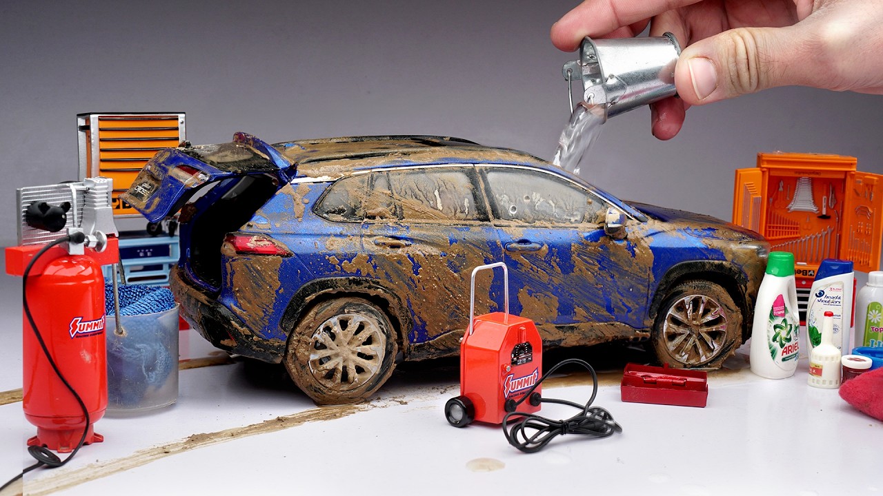 Washing Dirty 🥵 Miniature Toyota Corolla Cross After Extreme Off roading  Diecast Car