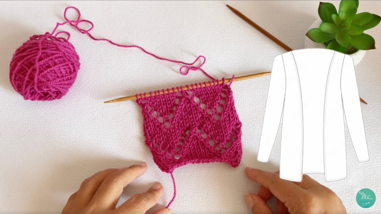 Punto CHEVRON LACE  Paso a Paso 🧶 ✨Tejido Calado para C&aacute;rdigan a Dos Agujas ✨&rdquo;