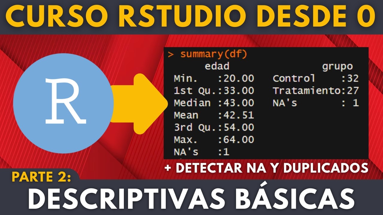 Cómo hacer descriptivas en RStudio (numéricas y categóricas) + Explorar Datos | Curso RStudio #2