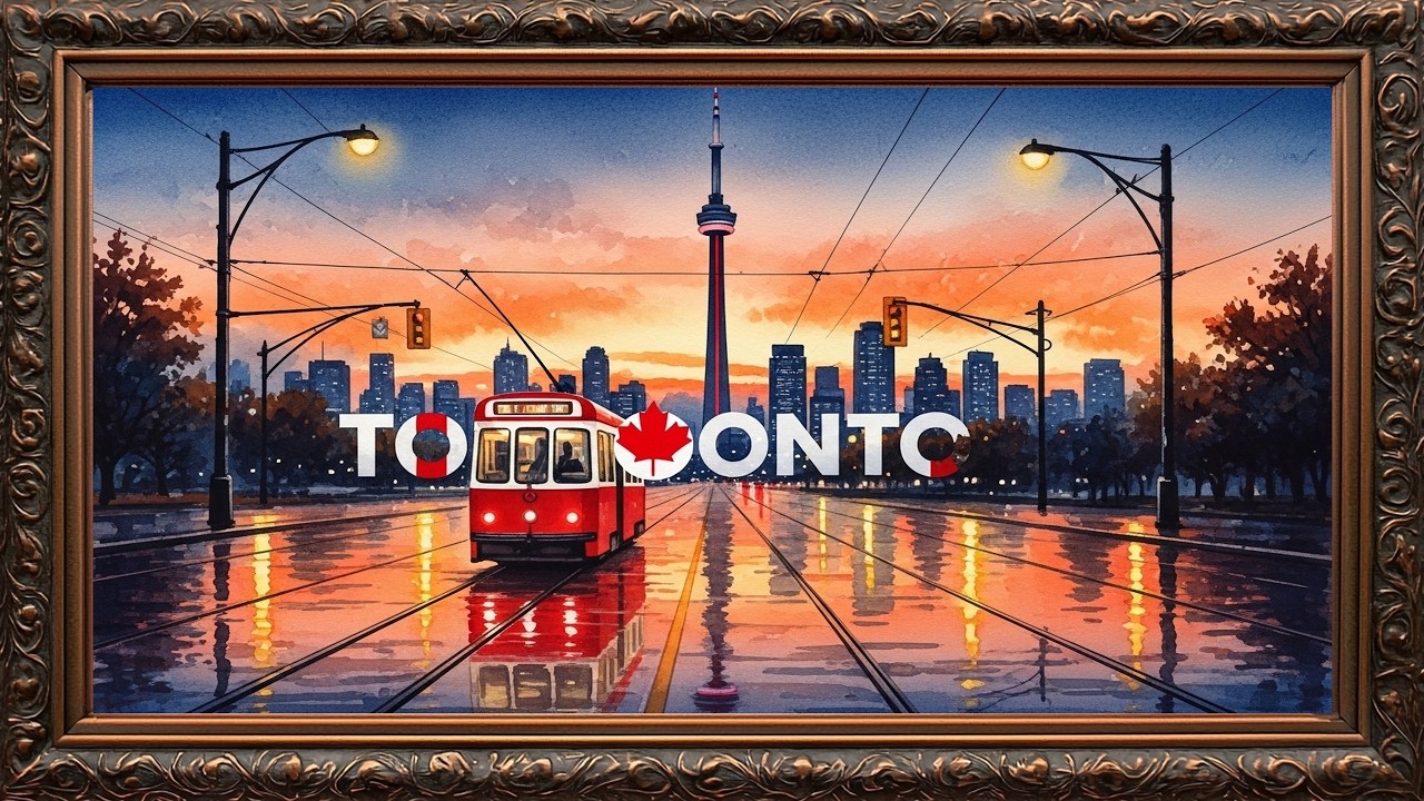 🍁 Vintage TV Frame 4K of Toronto Canada | Aesthetic Wall Art & Urban Luxury Ambience #toronto #art