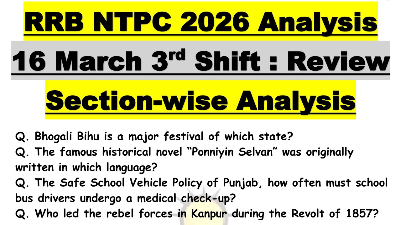 RRB NTPC Review 3rd Shift 16 March 2026 | RRB NTPC Exam Analysis Today | GK