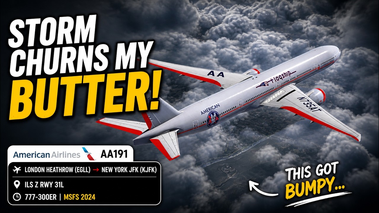 Storm Churns My Butter! | American Airlines 777-300ER Into JFK | MSFS 2024 | 1440p