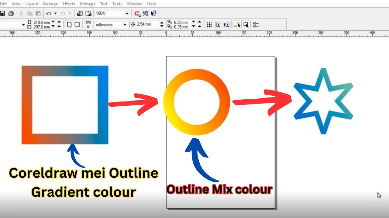 Coreldraw me border ya outline me gradient colour kaise fill kare|how to fill gradient colour|