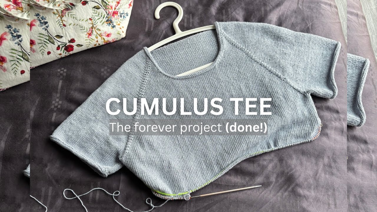 Finishing Cumulus tee O-neck, the forever 3-mm fingering weight project