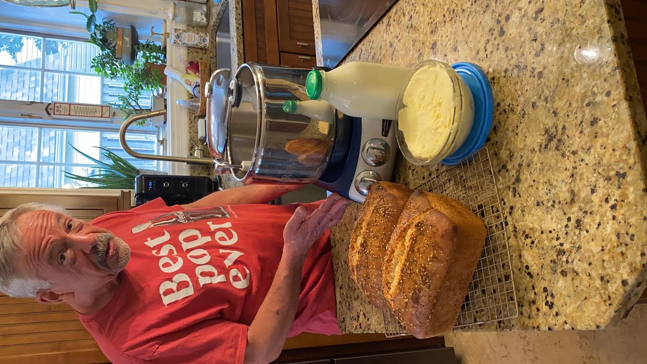 Kevin Holland makes butter in the Ankarsrum Mixer