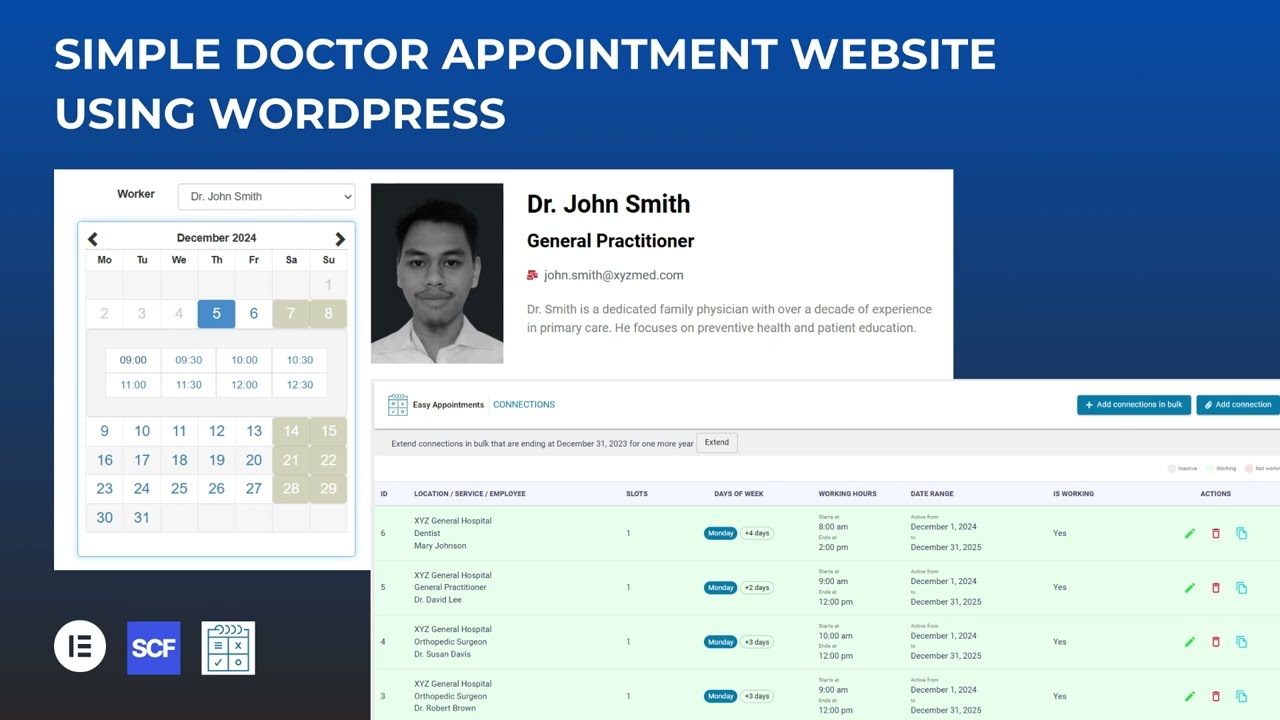 Doctor Appointment Booking Website with WordPress, Elementor, Easy Appointment, and ACF