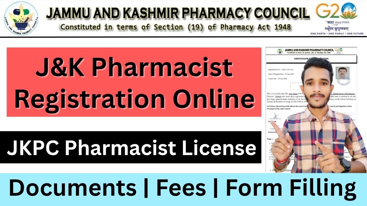 J&K Pharmacist Registration Online | Jammu Kashmir Pharmacy Council Registration | JKPC Registration