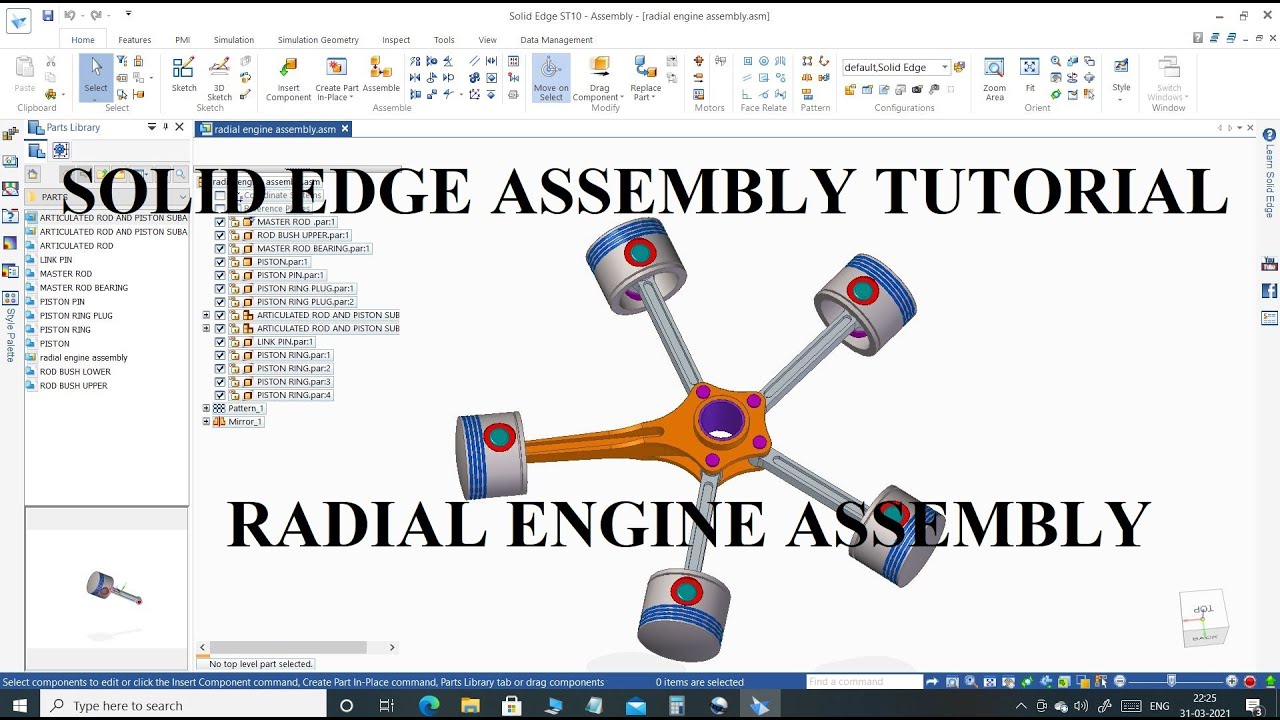 #73 solid edge assembly tutorial radial engine assembly | Radial engine assembly in solid edge st10