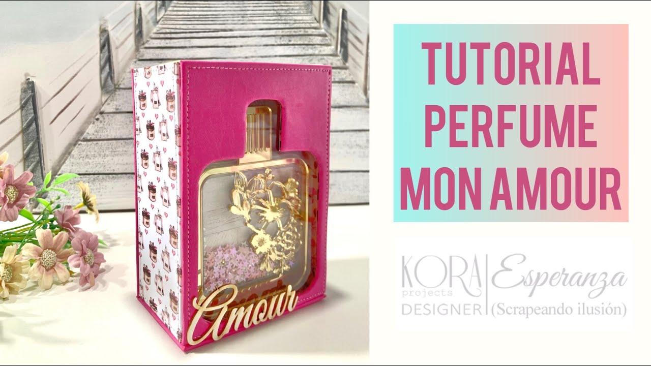 TUTORIAL + KIT: Mon Amour. Cómo hacer un mini álbum en forma de frasco de perfume. Kora Projects
