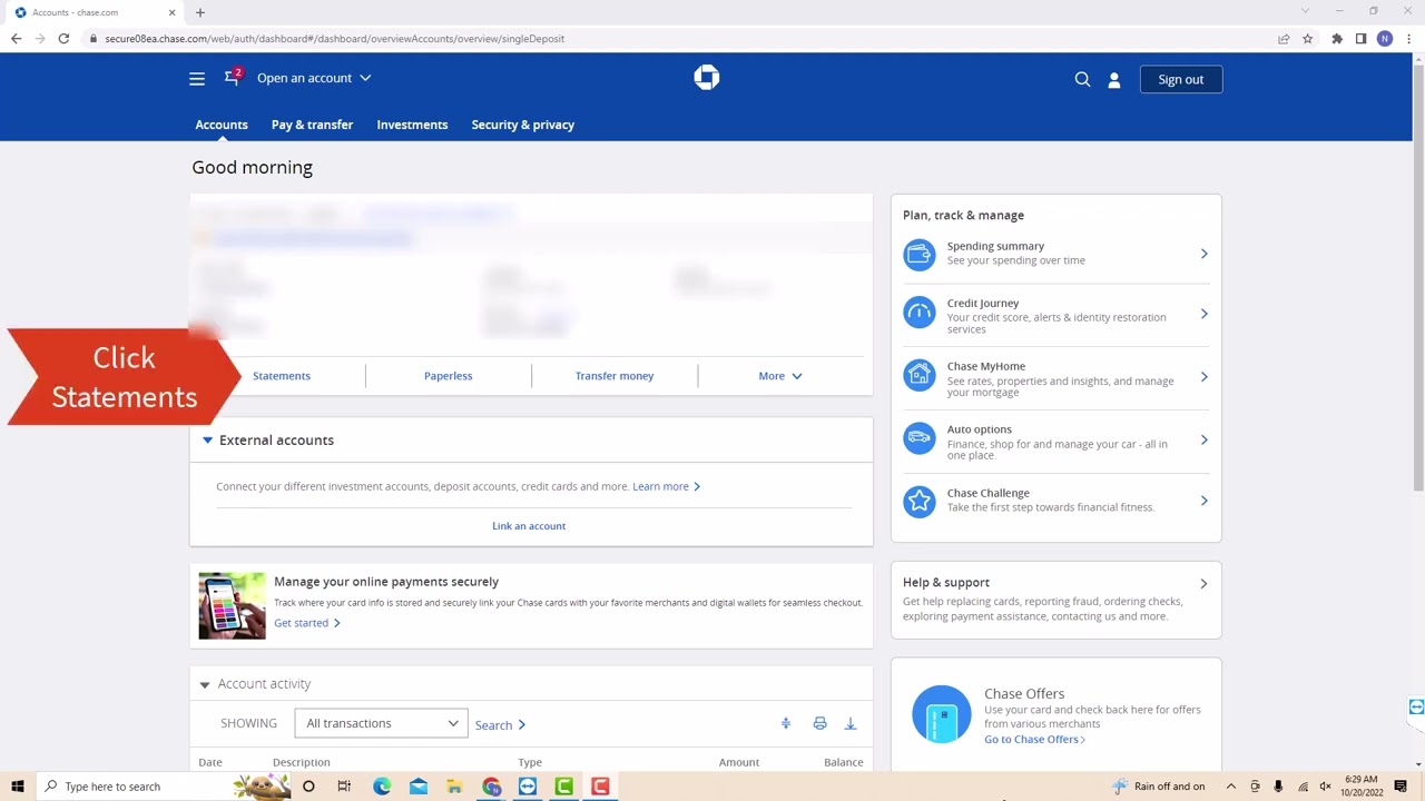 How to Get Your Chase Bank Account Statement Online