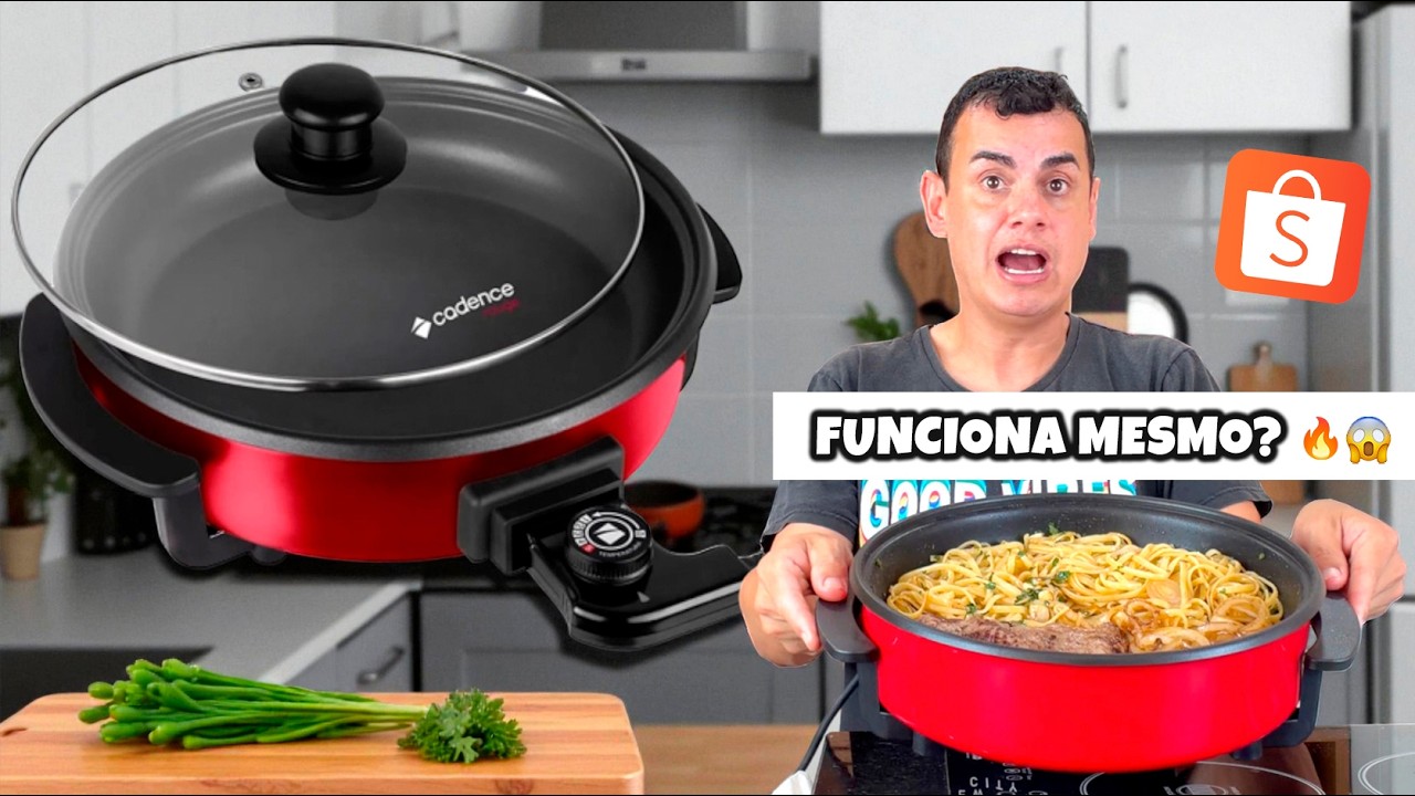 Essa frigideira elétrica da Shopee é boa mesmo? Fiz almoço completo nela! 🔥