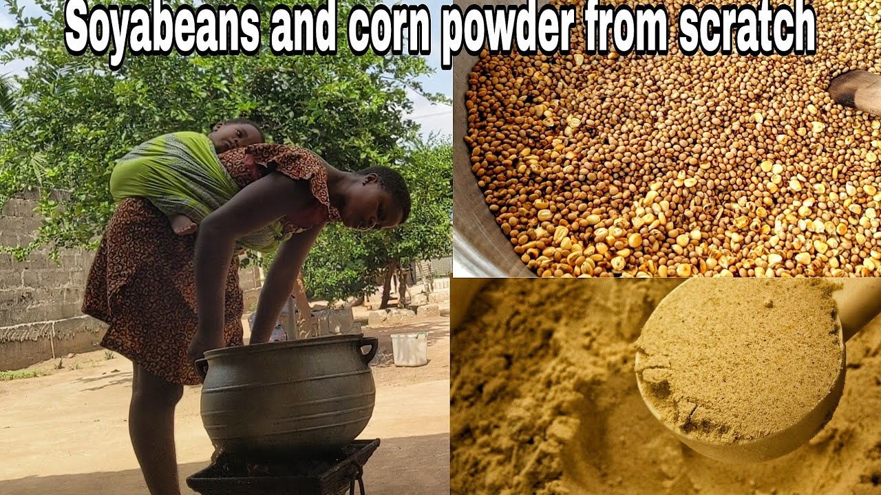 African village lifestyle.soya beans and corn powder from scratch . Togo west Africa 🇹🇬🇹🇬