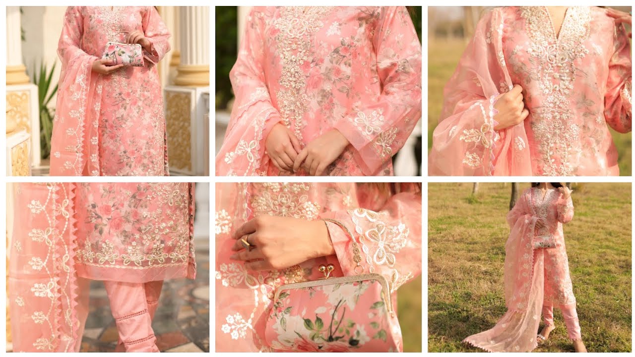 Prlemium Embroidered Organza 3-Piece Suit with Clutch | Luxury Formal Wear 2025 🔥#onlineshopping