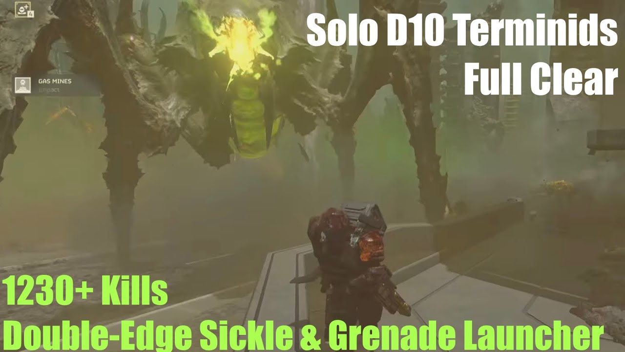 Helldivers 2 | Double-Edge Sickle & Grenade Launcher — Solo D10 Terminids — 1230+ Kills — Full Clear