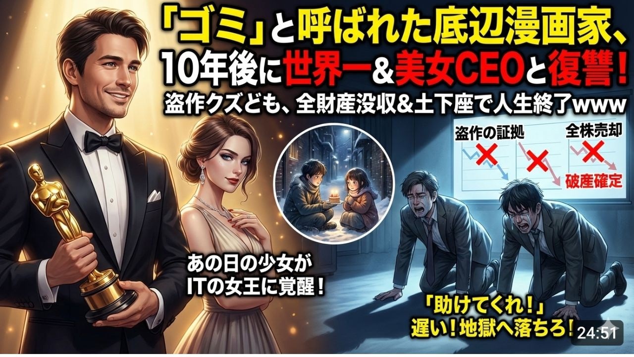 【スカッと】「30過ぎて夢を追う社会のゴミｗ」俺の原稿を奪い業界追放した悪徳編集長と御曹司。10年後、俺が命を救った孤児の少女が『世界的CEO』となって容赦ない地獄の復讐を果たす…！
