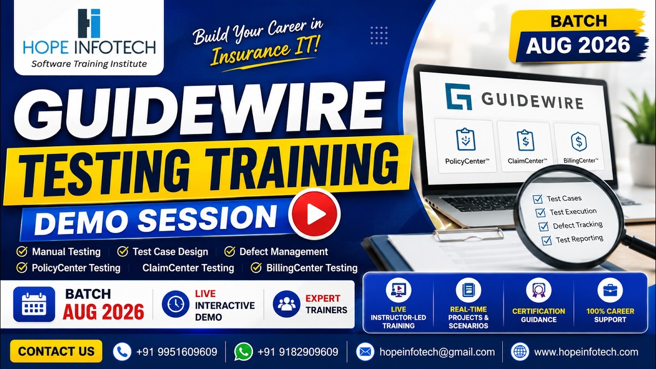Guidewire Testing Training Demo Session 2026 | Guidewire QA & Testing Online Training +91-9182909609
