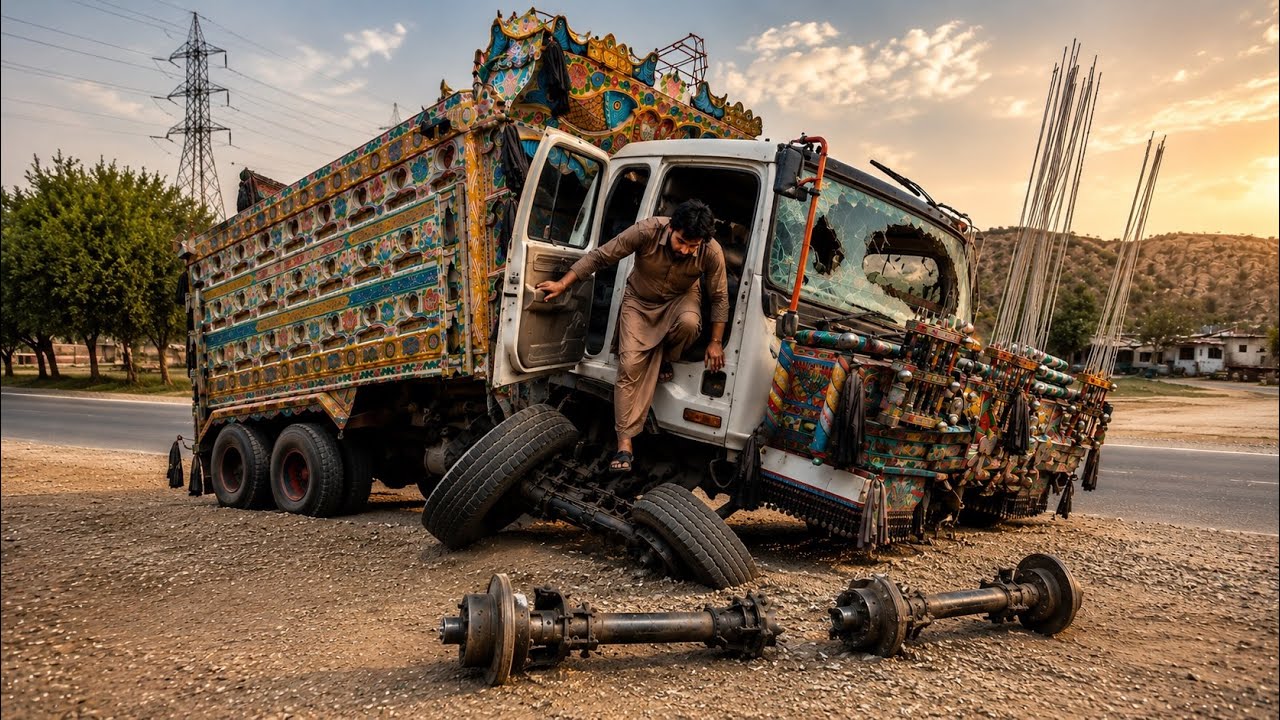 Pakistani Truck Front Axle Destroyed | Mechanic&rsquo;s Genius Repair of a Twisted Front Axle
