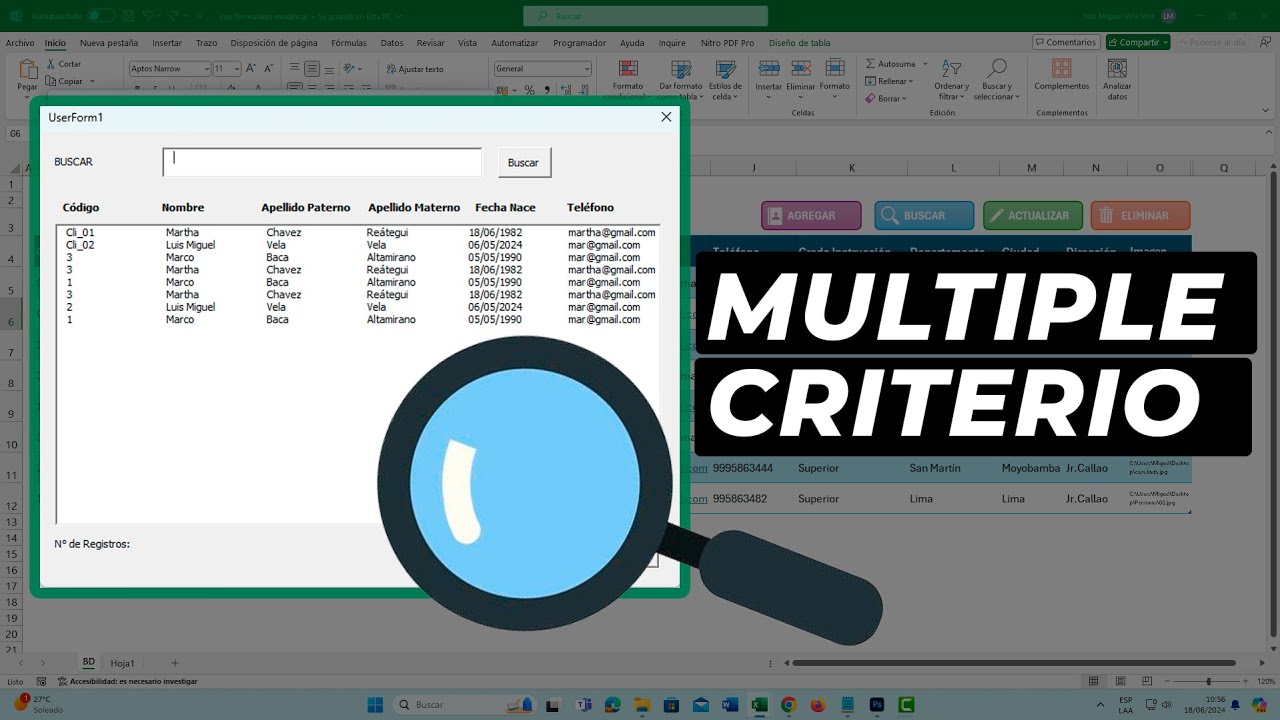 Botón Buscar datos para Formularios VBA en Excel 🔎 (Múltiple Criterio)