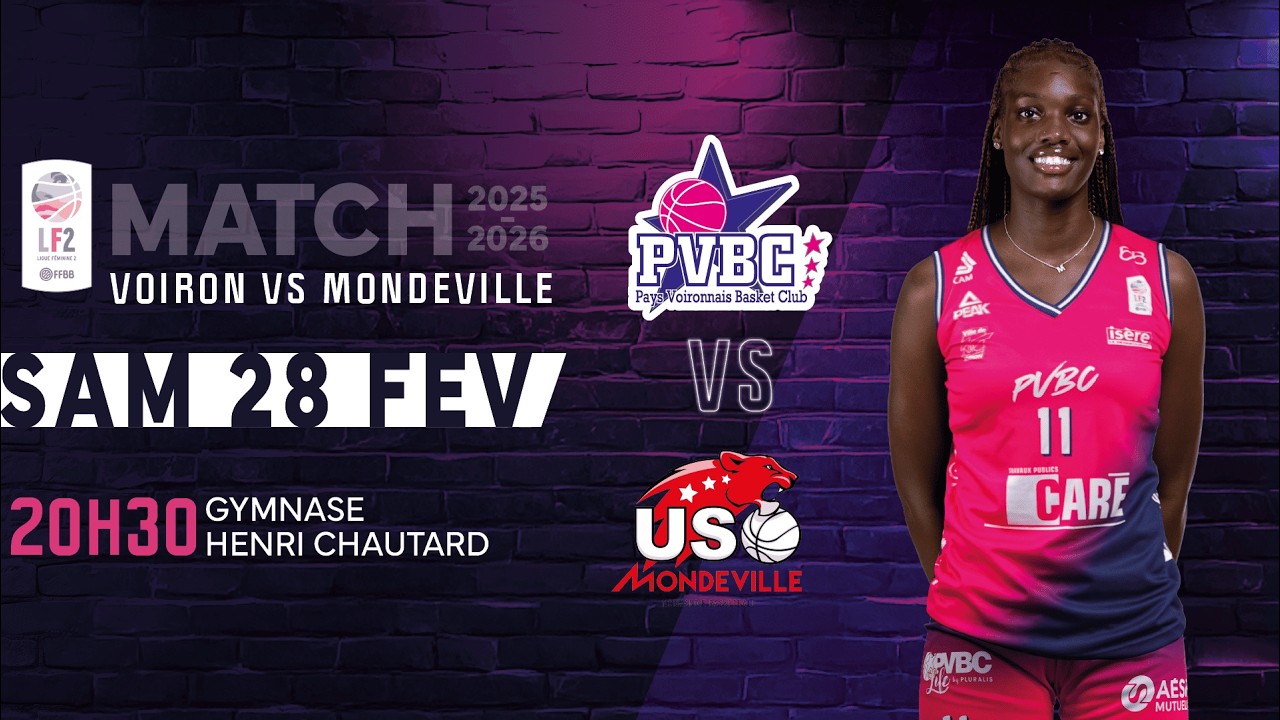 [LIVE] Pays Voironnais BC - USO Mondeville Basket | J21 Ligue Féminine 2 2025/2026