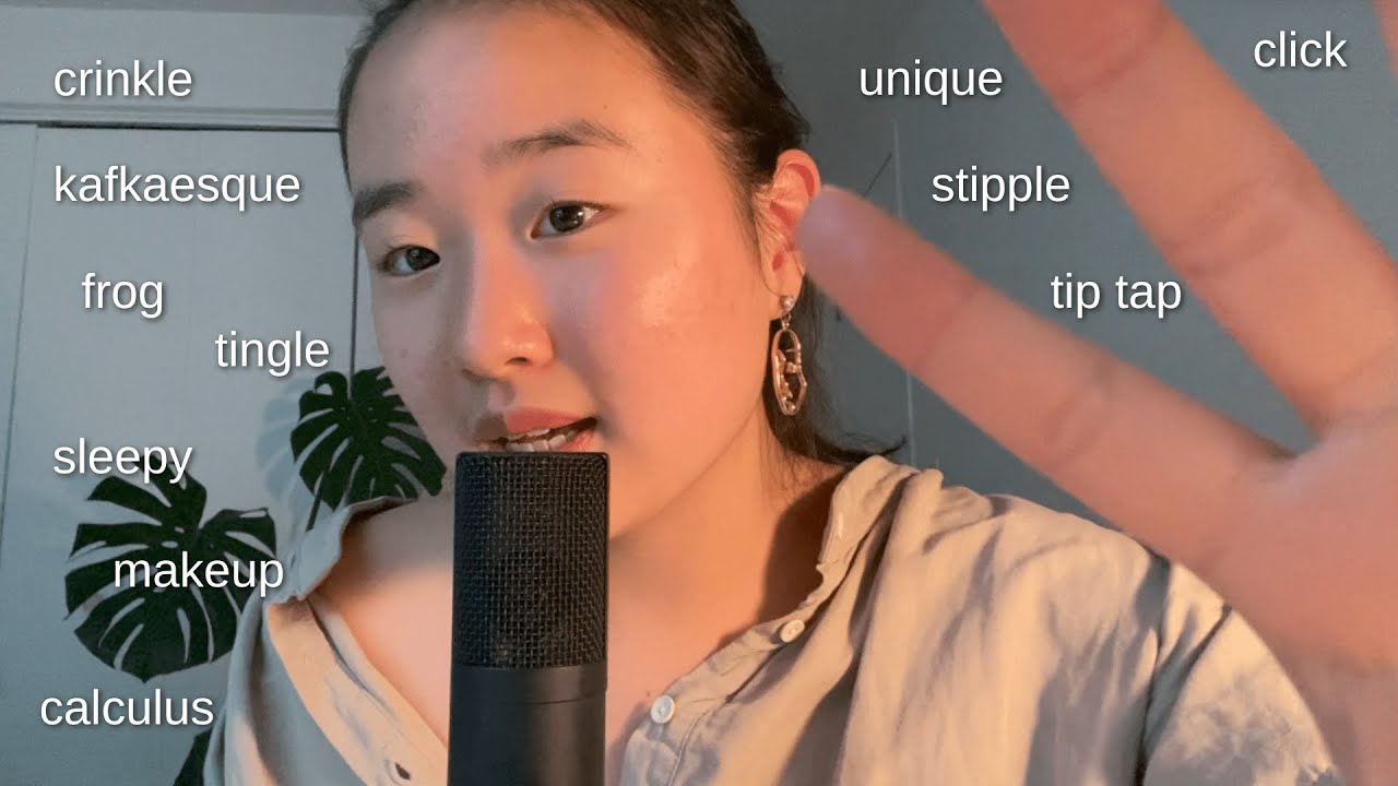 ASMR repeating tingly trigger words // hand movements, mouth sounds, visual triggers